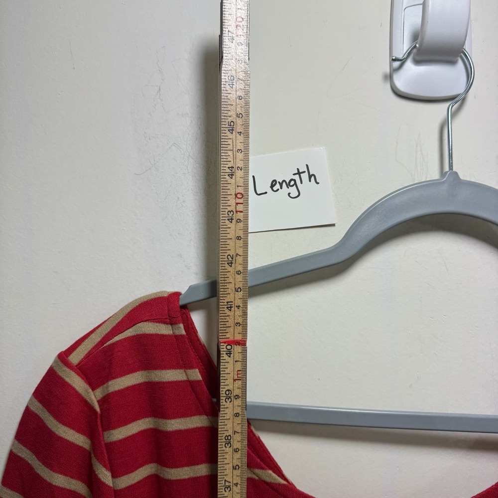Banana Republic Nautical Beachy Preppy Stretchy Belted Striped Midi Dress XL Red - Picture 8 of 9